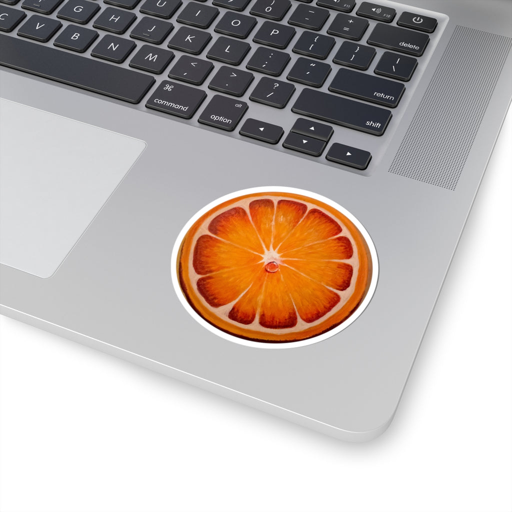 Orange Slice Kiss-Cut Sticker — Bright Citrus Laptop Decal