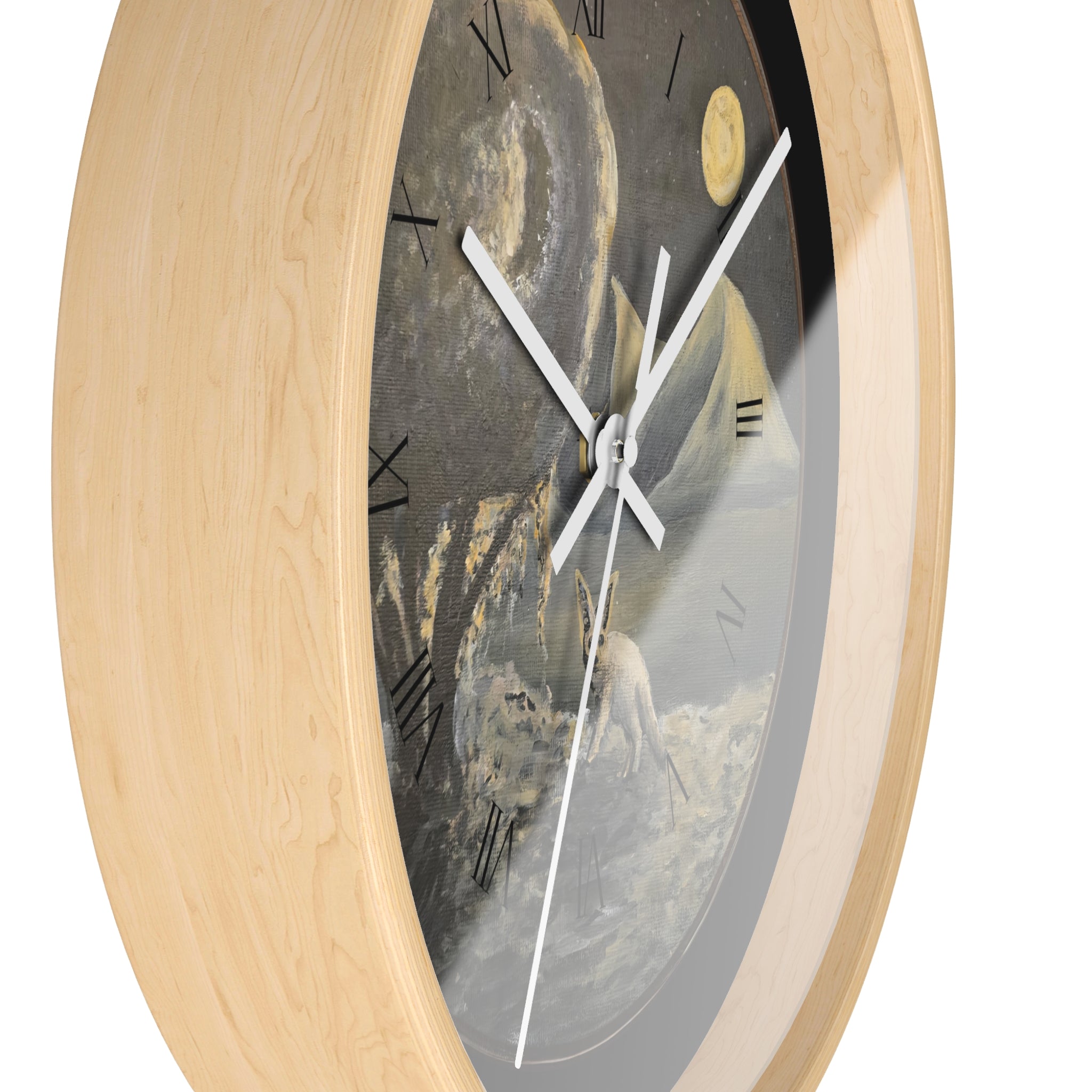 Moonlit Fennoc Fox Wall Clock Edition — Vintage Nightscape Decorative Clock