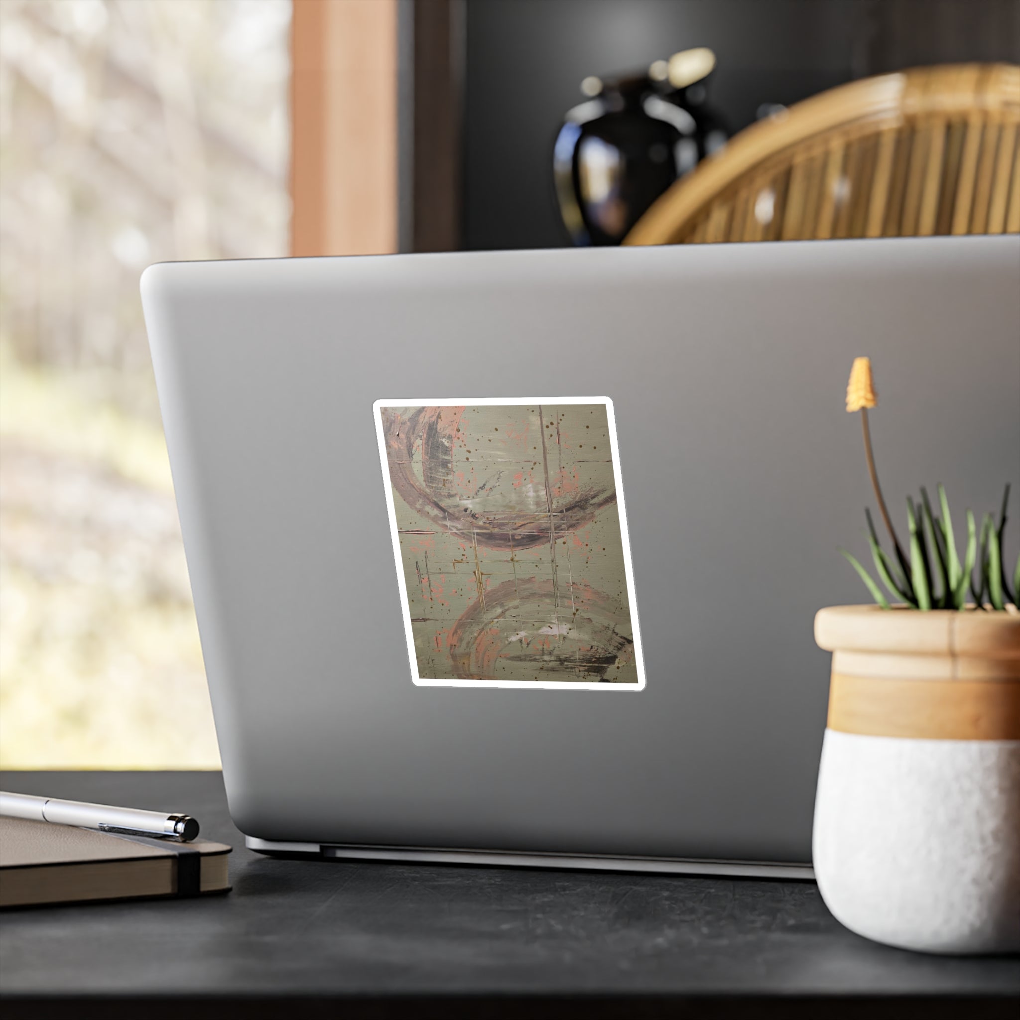 Abstract Crescent Art Vinyl Decal — Kiss-Cut Sticker for Laptops, Windows & Water Bottles