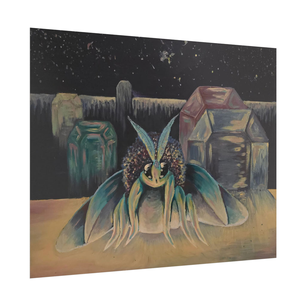 Poodle Moth Nightscape Art Poster