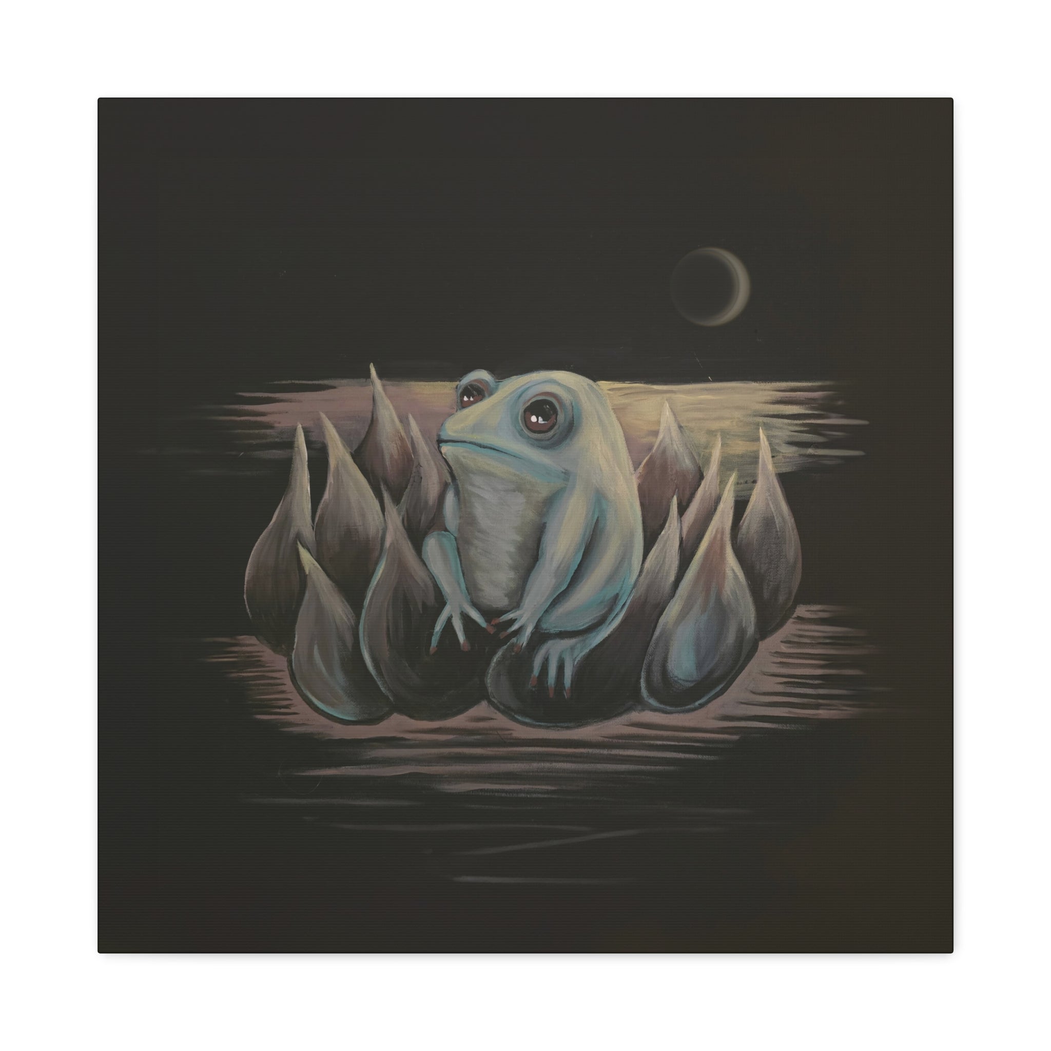 ripples / Frog on Lotus Canvas Print