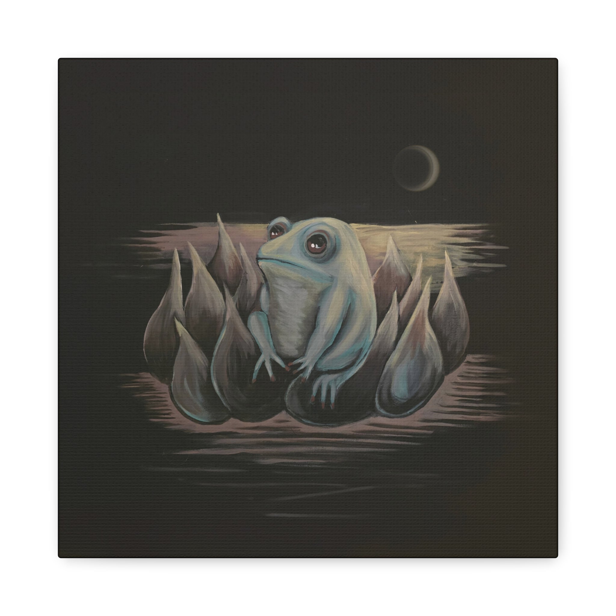 ripples / Frog on Lotus Canvas Print