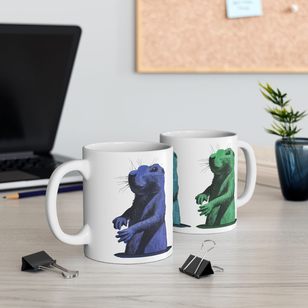 Prairie Dog Portrait Mug — Whimsical Animal Ceramic Coffee Cup (11oz/15oz)