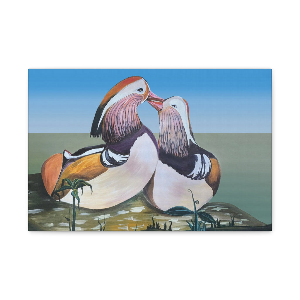 lucky ducks ── Mandarin Duck Pair Canvas Print
