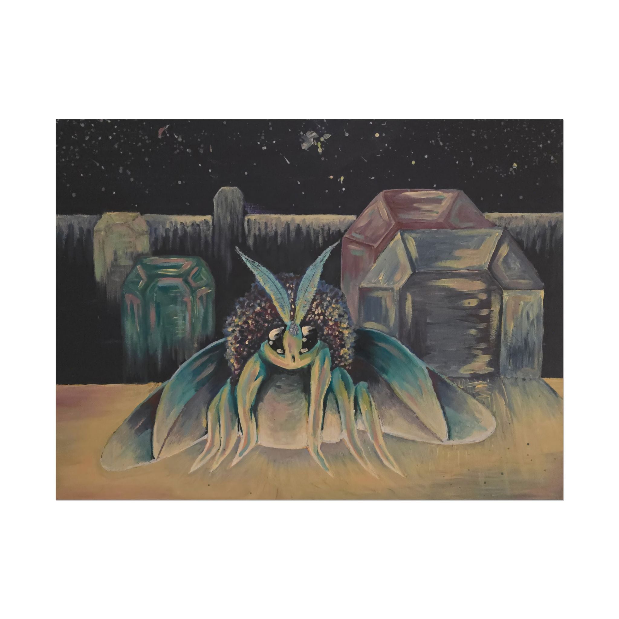 Poodle Moth Nightscape Art Poster