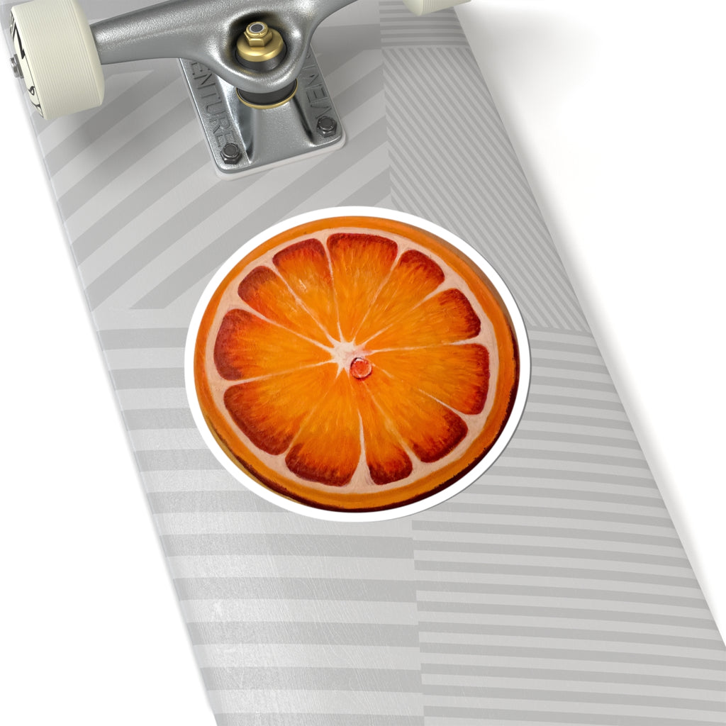 Orange Slice Kiss-Cut Sticker — Bright Citrus Laptop Decal