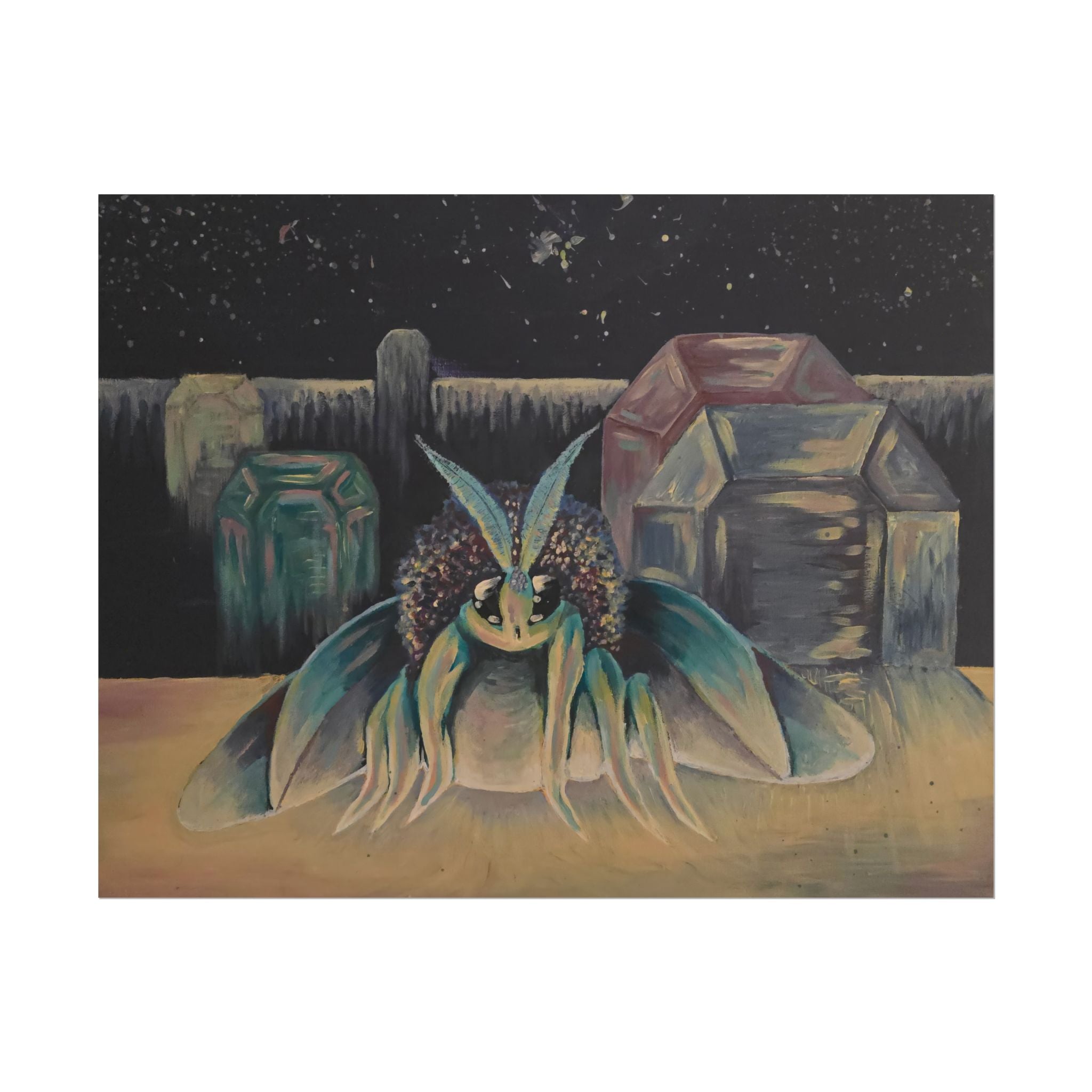 Poodle Moth Nightscape Art Poster