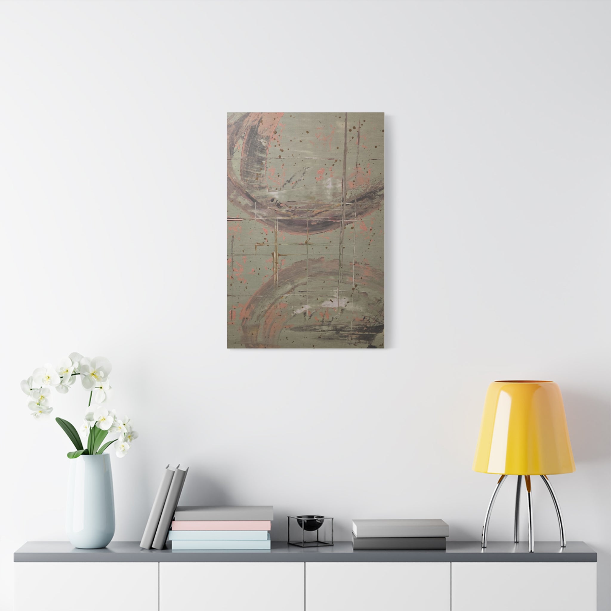 beacon / Abstract Pale Green and Grey Circles Canvas Print