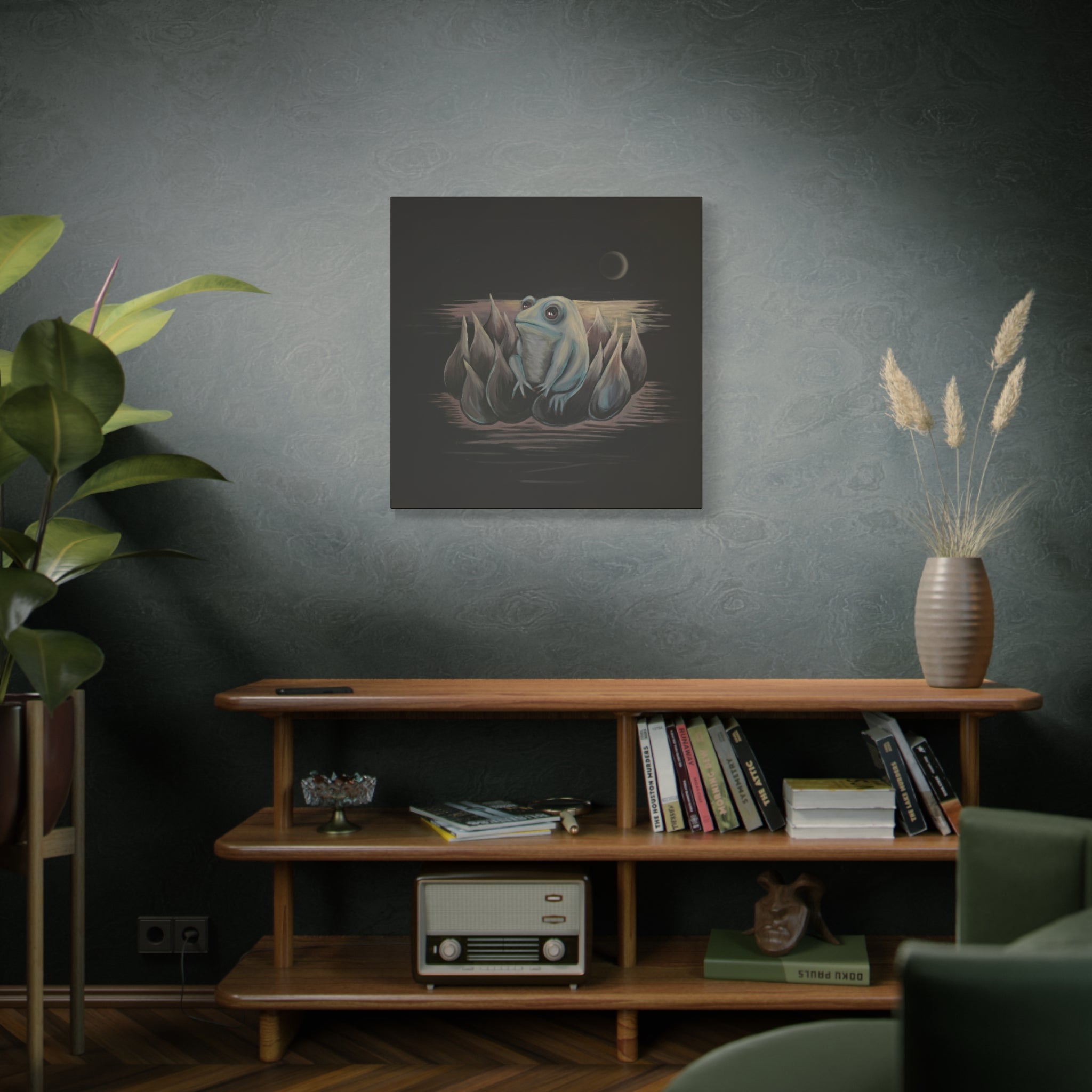 ripples / Frog on Lotus Canvas Print