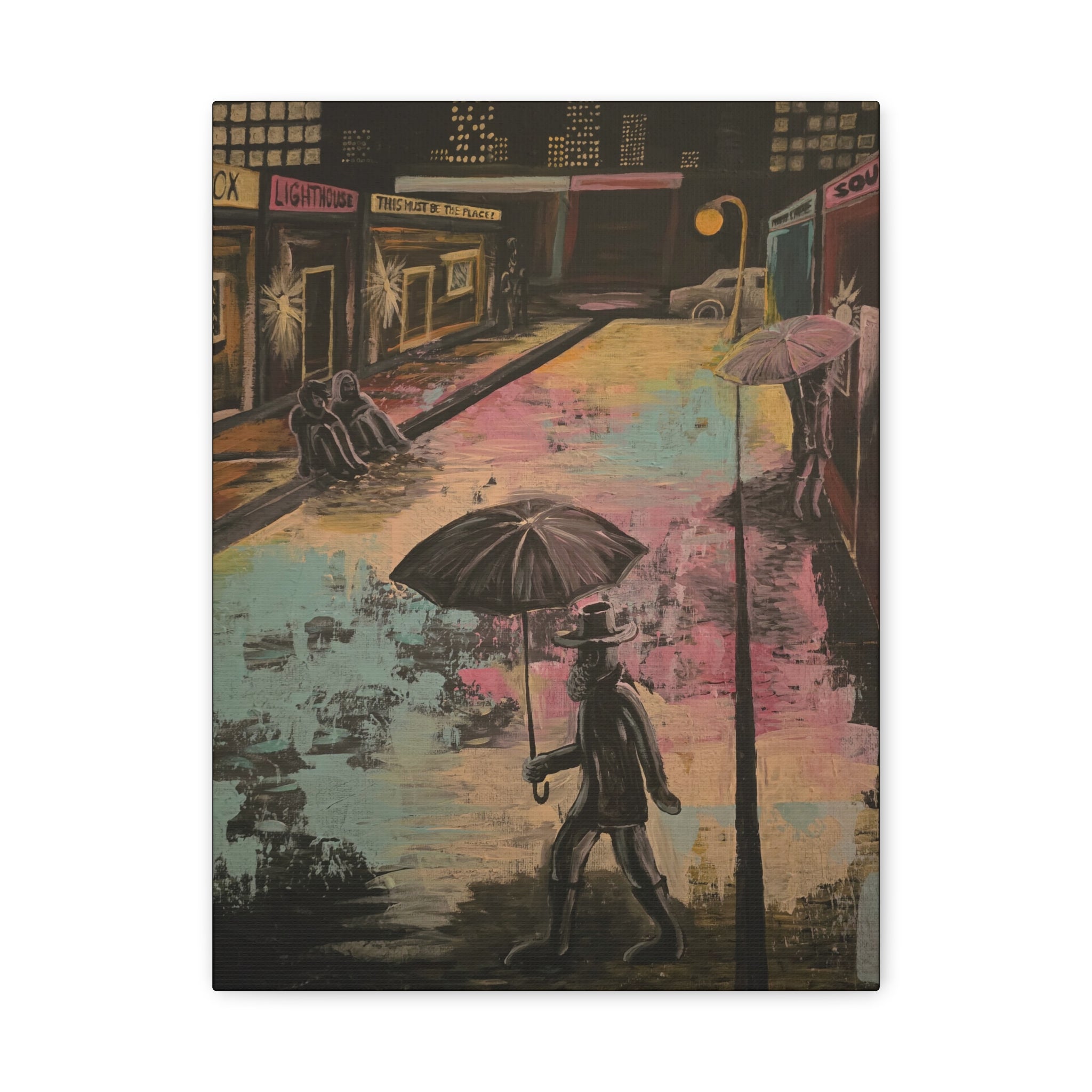 i'm going to see neon lights / Neon Cityscape Canvas Print