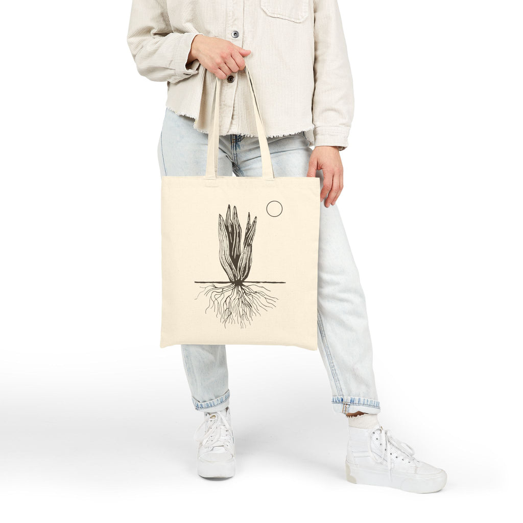 Botanical Roots Tote Bag — Minimal Plant Illustration Cotton Canvas Tote