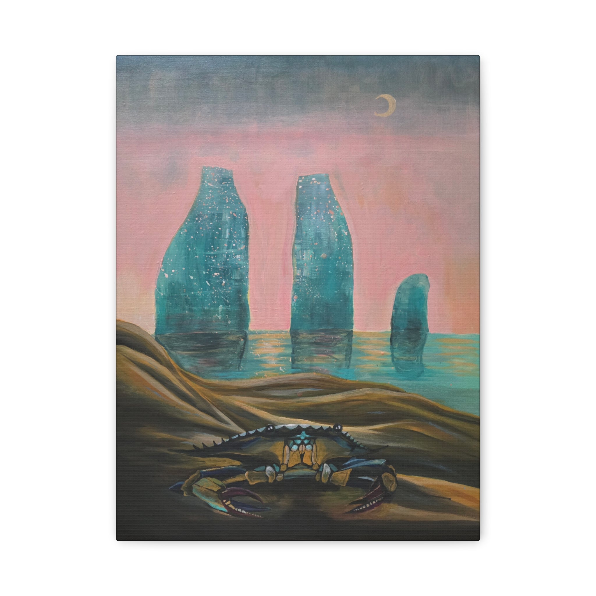 liminal ── Crab & Sea Monoliths Canvas Print