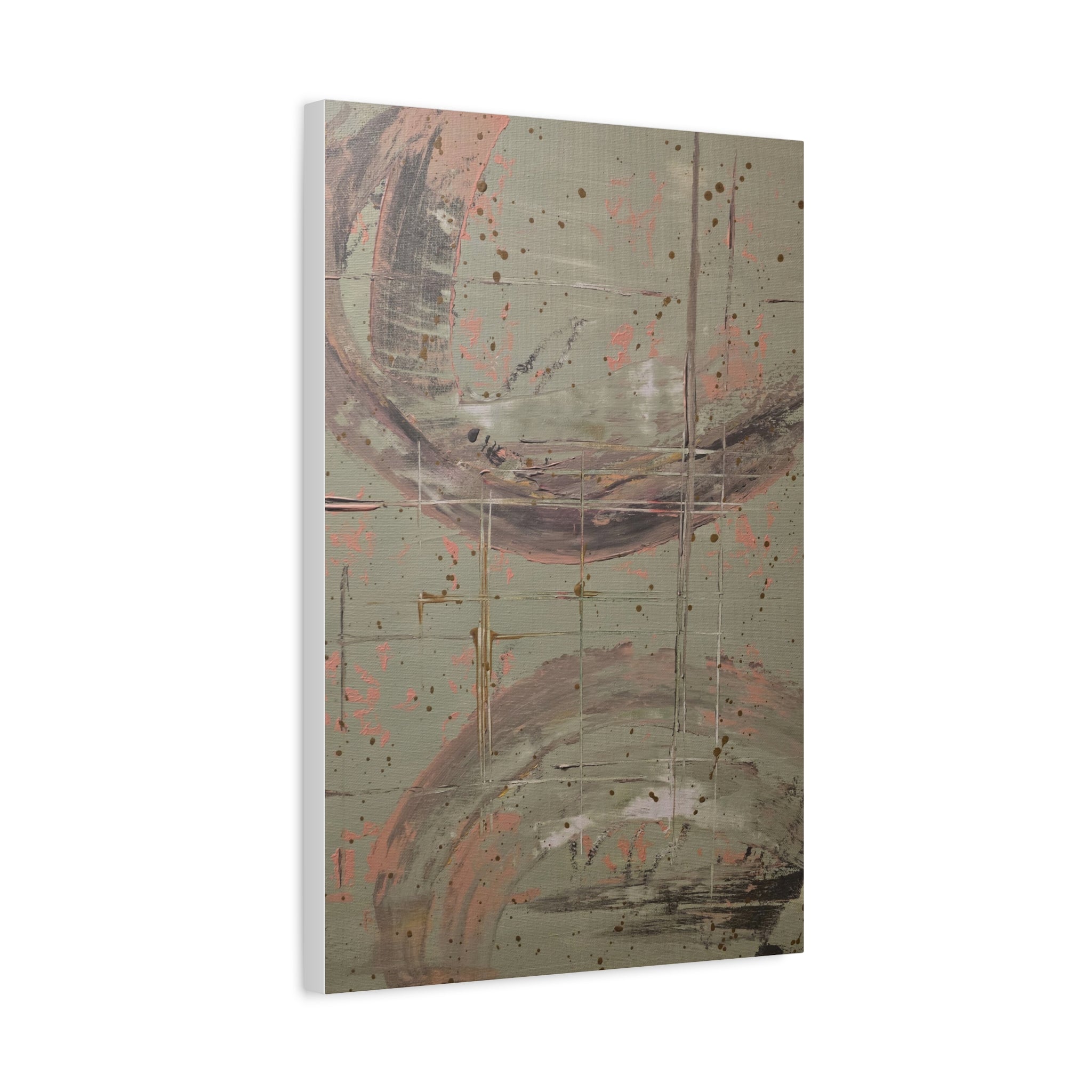 beacon / Abstract Pale Green and Grey Circles Canvas Print