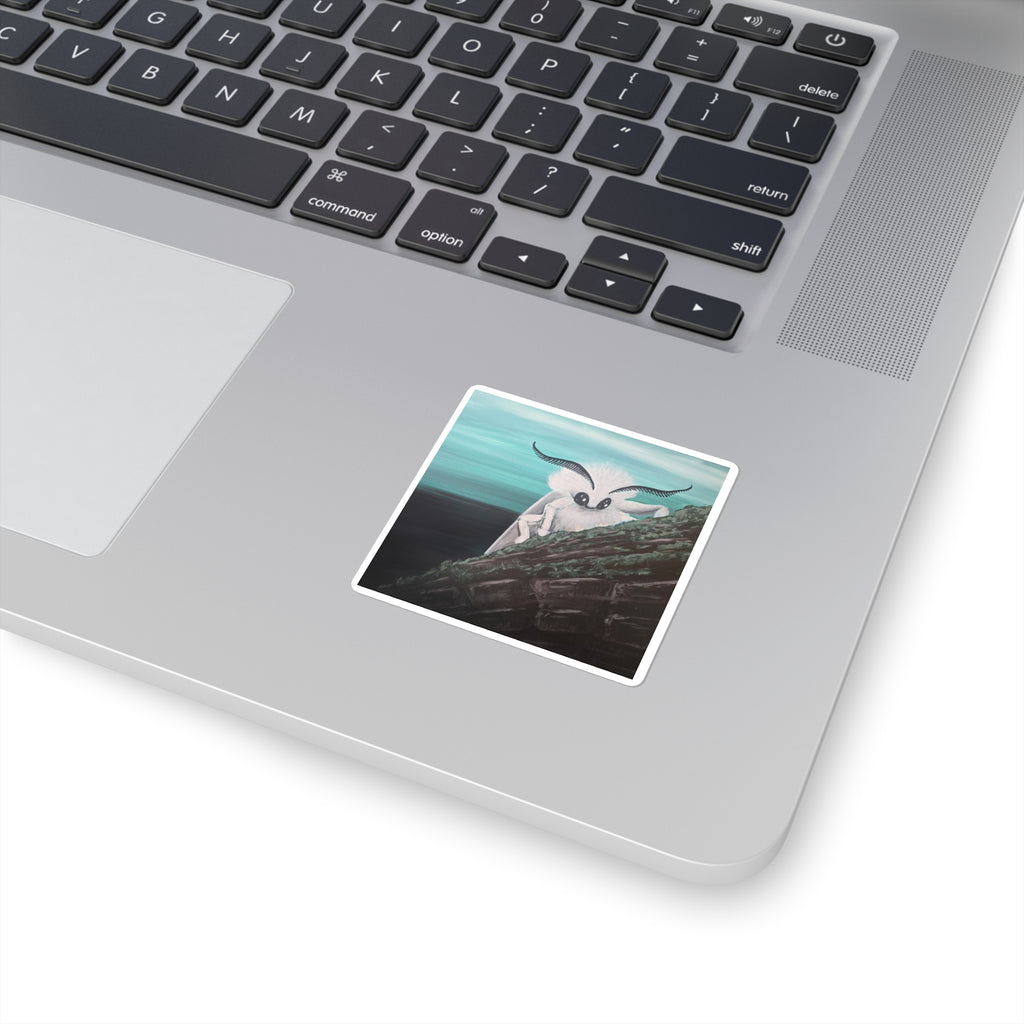 Poodle Moth Square Sticker — Whimsical Insect Laptop Decal