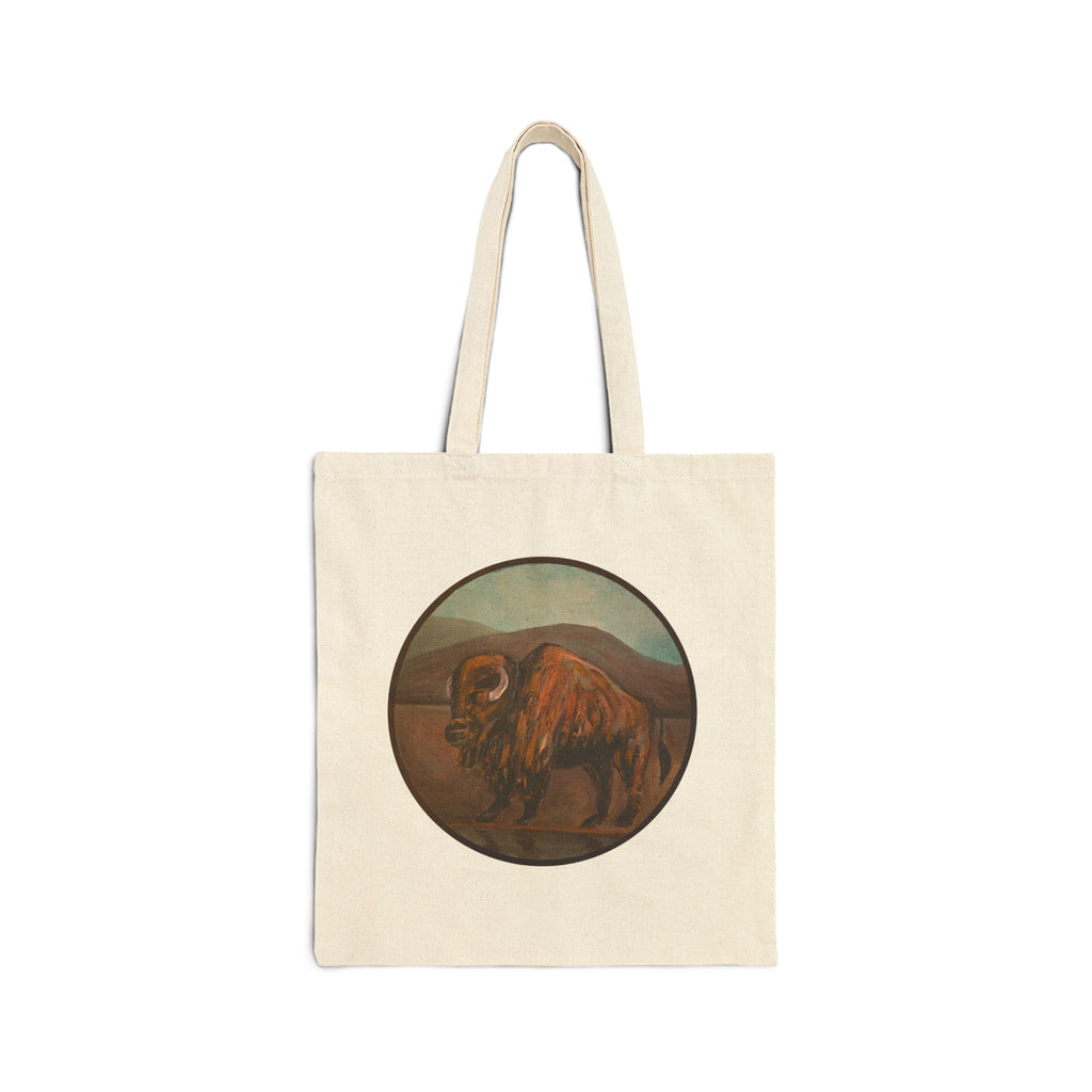 Buffalo Canvas Tote Bag — Vintage Wildlife Art Cotton Shopper
