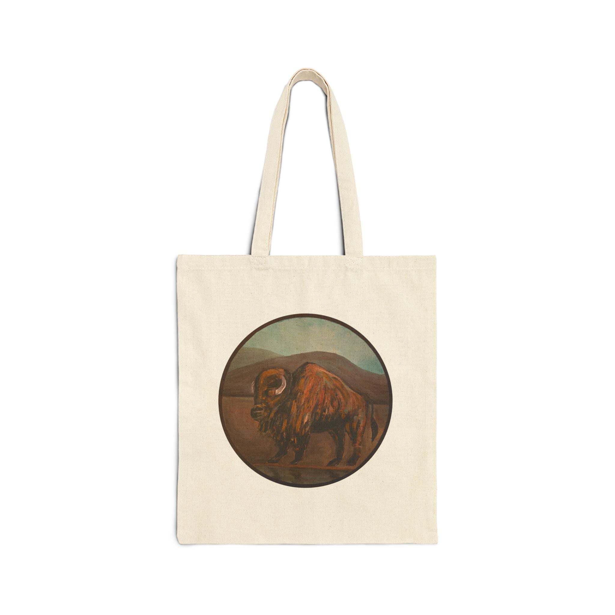 Buffalo Canvas Tote Bag — Vintage Wildlife Art Cotton Shopper