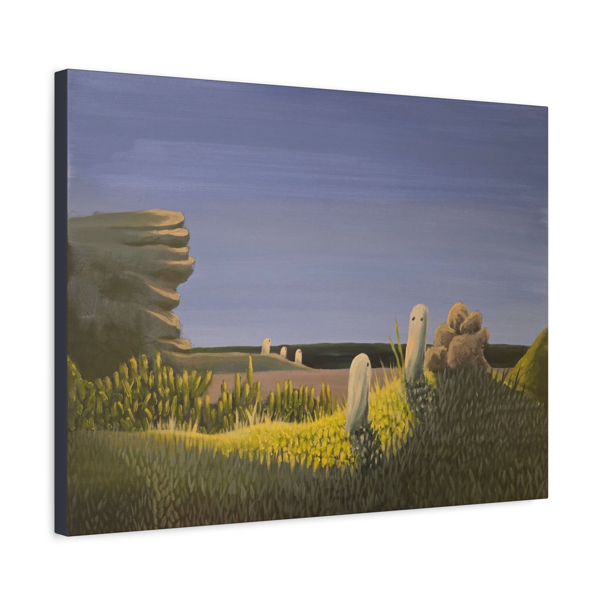a day at the beach ── Beach Landscape with Ghost Family Canvas Print