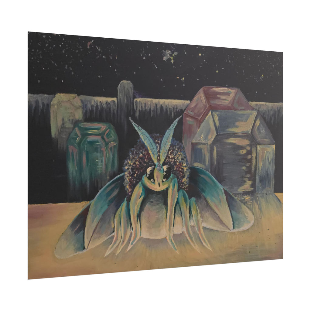 Poodle Moth Nightscape Art Poster