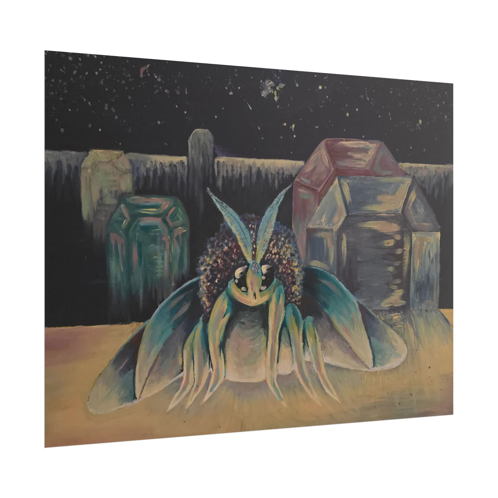 Poodle Moth Nightscape Art Poster