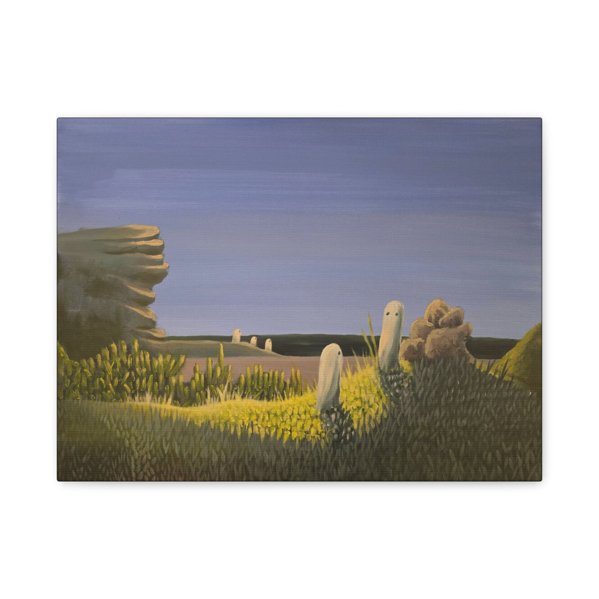 a day at the beach ── Beach Landscape with Ghost Family Canvas Print
