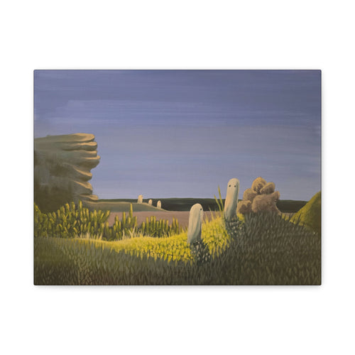 a day at the beach ── Beach Landscape with Ghost Family Canvas Print