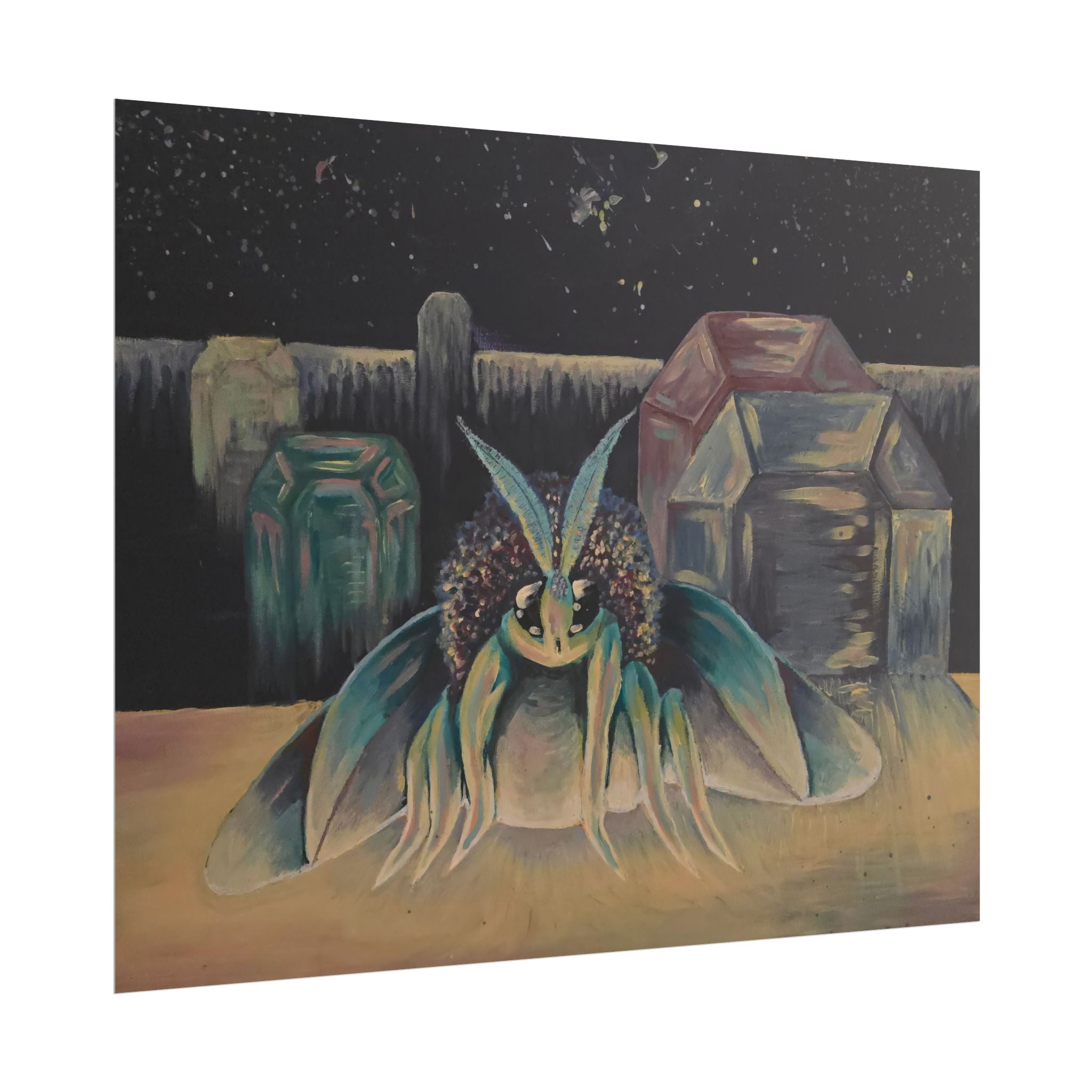 Poodle Moth Nightscape Art Poster