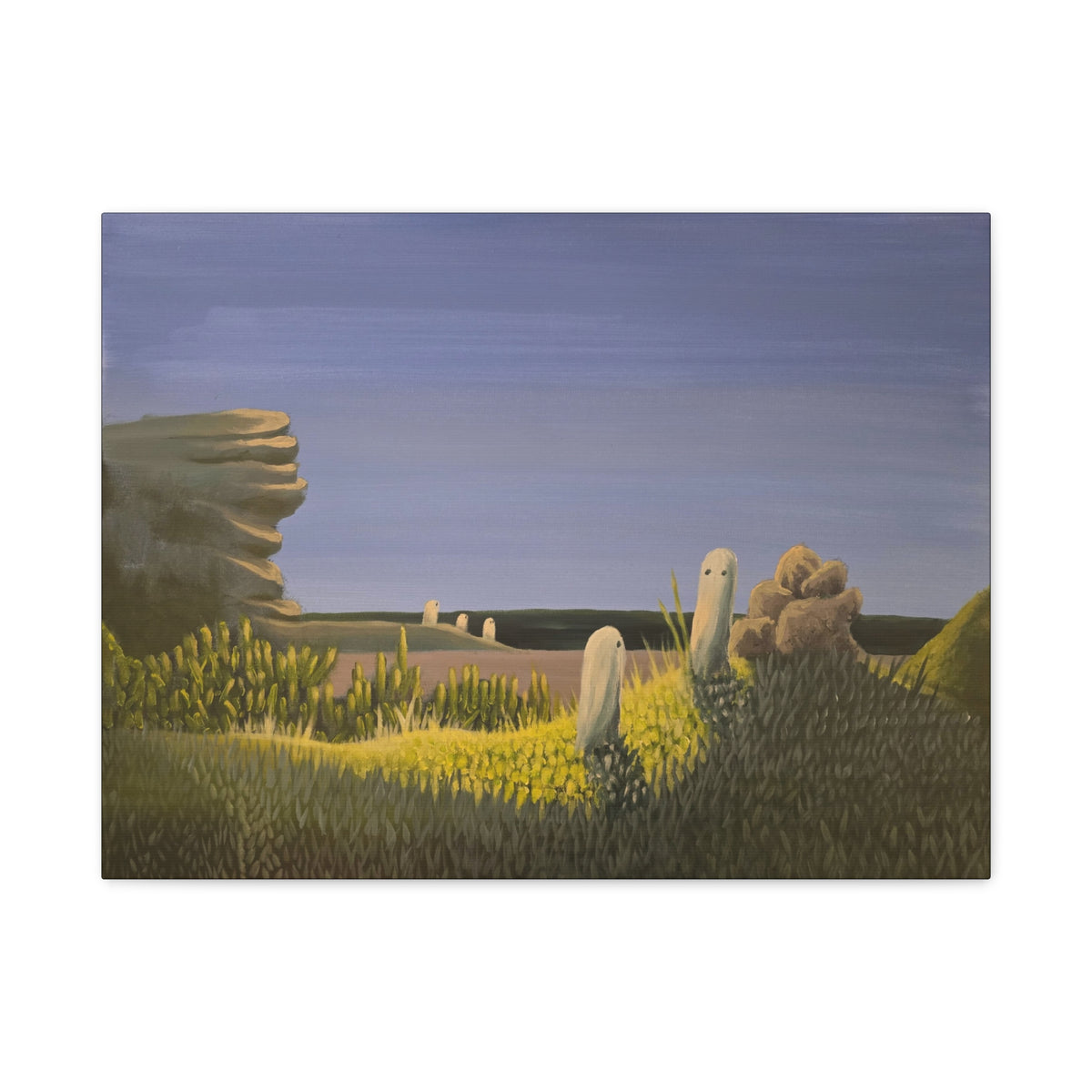 a day at the beach ── Beach Landscape with Ghost Family Canvas Print