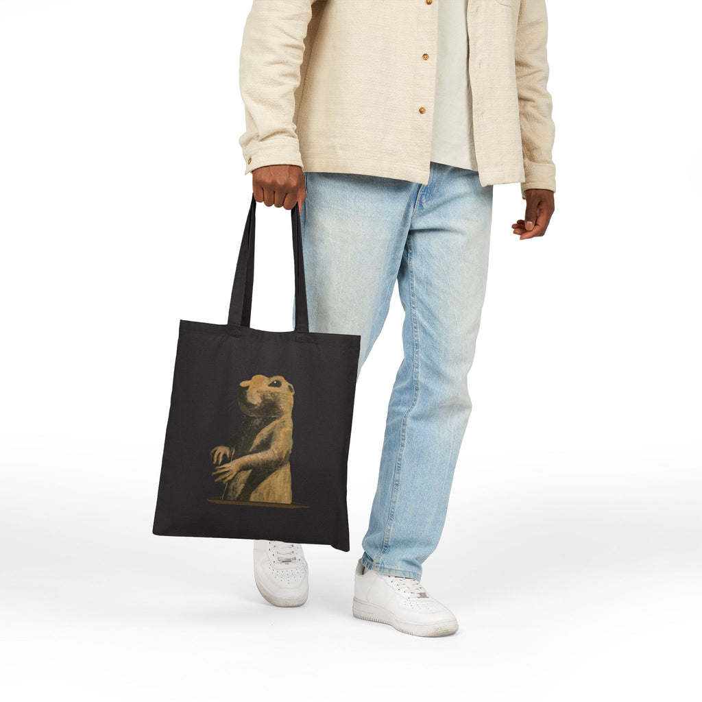 Prairie Dog Portrait Canvas Tote Bag — Whimsical Animal Eco Market Tote