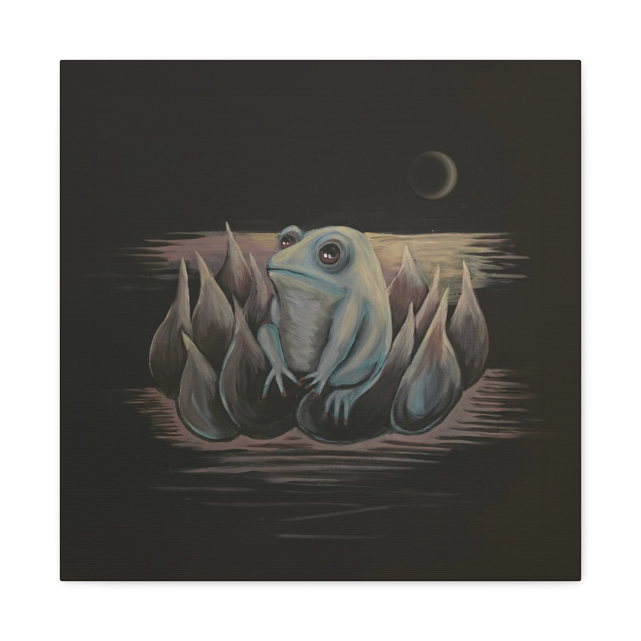 ripples / Frog on Lotus Canvas Print