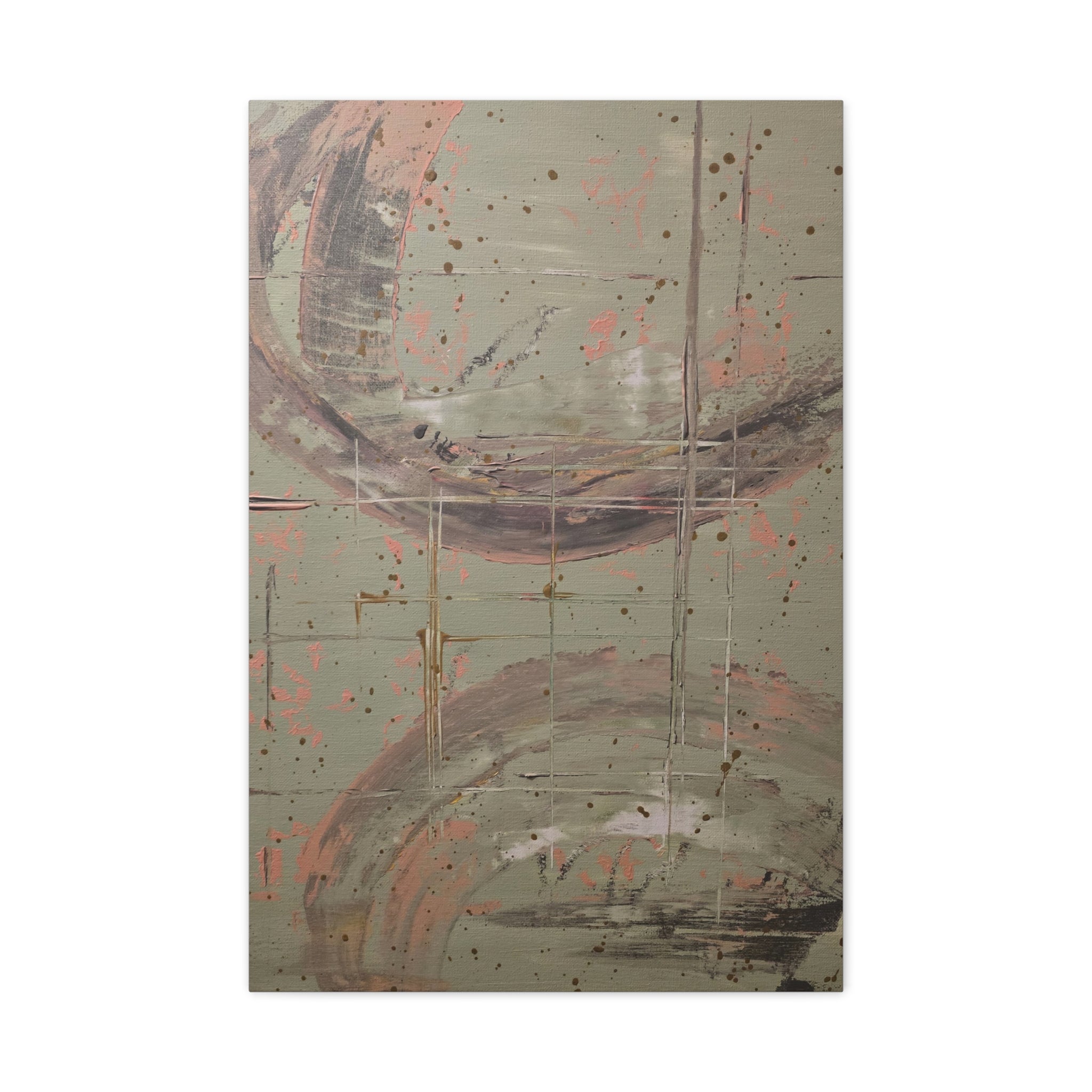 beacon / Abstract Pale Green and Grey Circles Canvas Print