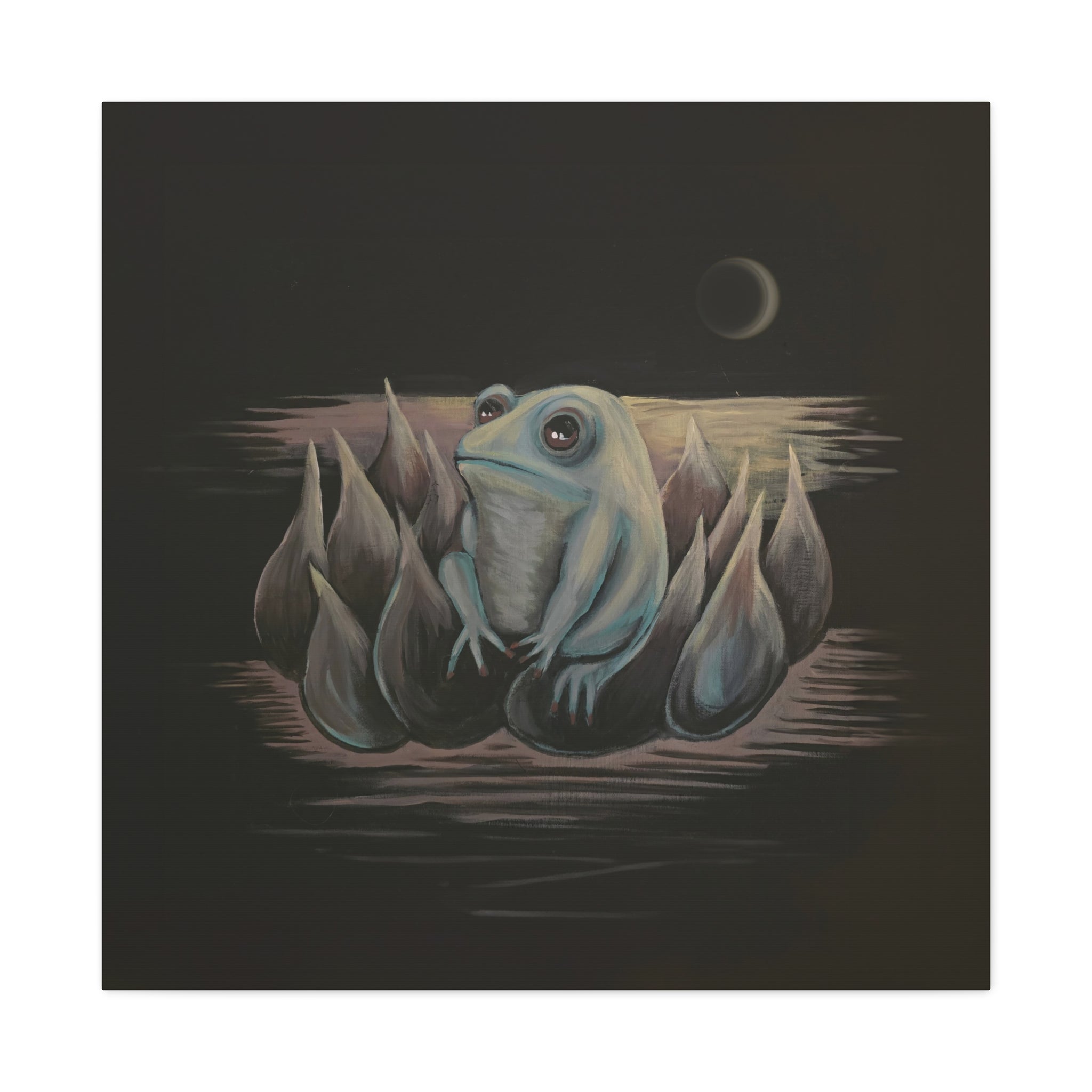 ripples / Frog on Lotus Canvas Print