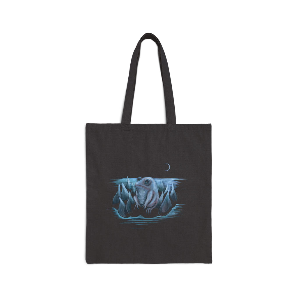 Frog on Lotus Canvas Tote — Nightwater Botanical Beach Bag