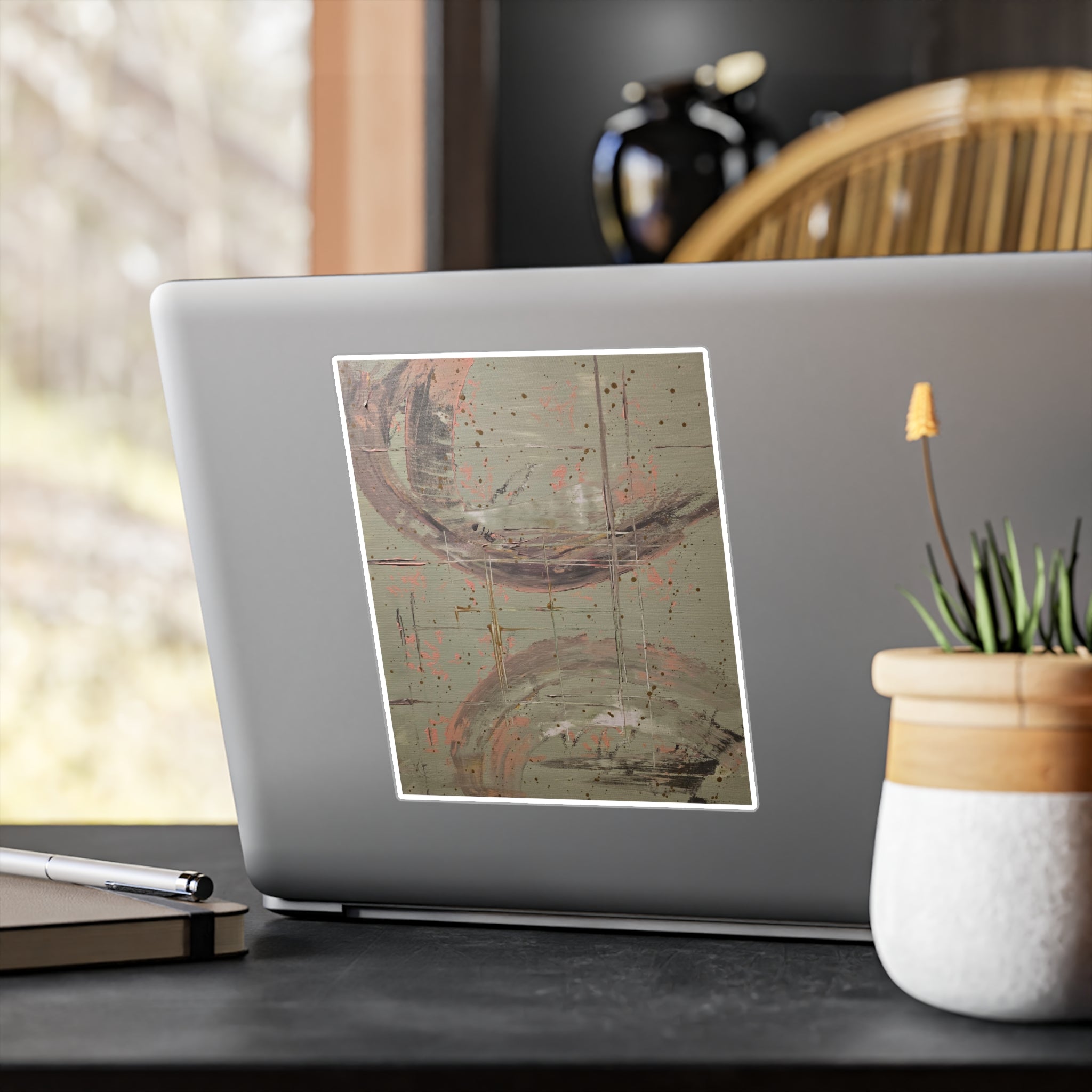 Abstract Crescent Art Vinyl Decal — Kiss-Cut Sticker for Laptops, Windows & Water Bottles